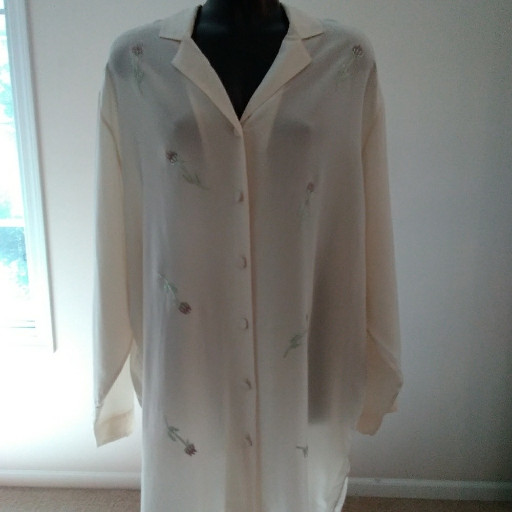 Soulmates 100% silk long sleeve sleep shirt